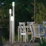 Lampadaire led d'extérieur en acier inoxydable, grand luminaire d'extérieur, lampe de jardin 170 cm, 3 colonnes argentées, 3x 11W 3x 1055lm blanc