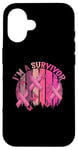 Coque pour iPhone 16 Ruban rose « Im A Survivor » pour la sensibilisation au cancer du sein