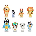 Bluey - Pack 8 Figurines Famille et Compagnons du Cole, Figures articulées, poupées de 6-8 cm, Collection de Personnages de la série de Dessins pour Enfants, garçons et Filles +3 Ans, Célèbre