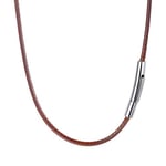 PROSTEEL Collier Homme Simili Cuir et Métal Chaîne Cordon Tressé Marron 46cm/2mm avec Fermeture Métallique