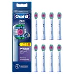 Oral-B Pro 3D White Electric Toothbrush Head, X-Shaped Bristles and Unique Polishing Cup for Teeth Whitening and to Remove Surface Stains, Pack of 8 Toothbrush Heads, White