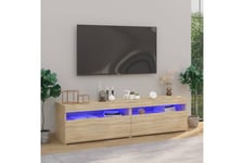 TV-benker 2 stk med LED-lys sonoma eik 75x35x40 cm - Brun TV-benk & mediabenk