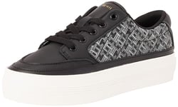 Tommy Hilfiger Femme Vulc Leather Sneaker Monogram FW0FW08331 Baskets, Black, 39 EU