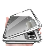 Orgstyle Case for Xiaomi Redmi Note 10 Pro, [Camera Lens Protector] Magnetic Case HD Clear Tempered Glass Front and Back Cover Metal Bumper 360゜Protection Anti-Scratch Cover, Silver