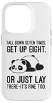 Coque pour iPhone 14 Pro Fall Down Seven Times, Get Up Eight - Humour amusant Lazy Panda