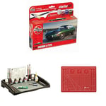 Bundle of Airfix Starter Set - A55009 Jaguar E-Type Model Building Kit - Plastic Model Car Kits for Adults & Children, Also Includes The Humbrol Work Station & Matching A4 Cutting Mat