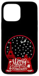 Coque pour iPhone 13 Pro Max Joyeux Noël Paris horizon dans la boule à neige scintille