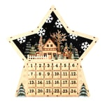 Christmas Advent Calendar Light Up Wooden Xmas Countdown Nordic House LED Star