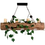 Bois rétro Suspension Lustre rustique 39.3 ' poutre en bois suspension lampe en bois suspension 4-lumière pour salle à manger chambre