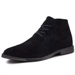 Chukka Boots Men Ankle Boots for High Top Chukka Shoes Lace Up Outdoor Casual Suede Upper Retro Flat Non-Slip Round Toe Rubber Sole (Color : Black, Size : 39 EU)