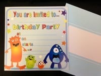 16 x Boys Birthday Invite Party Invitations with Monster Alien Design