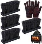 Lot De 4 Brosses De Cheminée Avec Gants, Balai De Rechange Pour Serviteur De Cheminée, Brosse De Rechange Allongée, Brosse De Rechange Pour Le Nettoyage De La Cheminée Et Le Nettoyage De La Cheminée