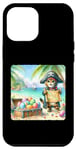 Coque pour iPhone 15 Plus Chat pirate avec carte au trésor des œufs de vacances Pâques