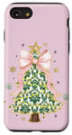 Coque pour iPhone SE (2020) / 7 / 8 Noeud en ruban rose coquette vert sapin de Noël Preppy Holiday