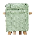 GC GAVENO CAVAILIA Couvertures en Polaire Moelleuse pour lit, canapé, Sofa, canapé – Confortables Thermiques, Chaudes et Confortables – Jeté Jacquard élégant (130 x 180 cm) – Vert Sauge