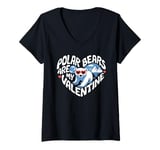 Womens Polar Bears Are My Valentine Cute Polar Bear Valentines Day V-Neck T-Shirt