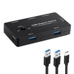 USB-switch för 2 datorer, delar 4 USB-enheter, USB KVM-växlare med en knapp för byte, 4