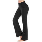 Dam Vanliga elastiska Yogabyxor med hög midja Andas Bekväm Full Längd Vida Ben Byxor Sommar Casual Flare Byxor Black Black 3XL