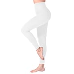 SINOPHANT Legging Femmes Pantalon de Sport, Jegging Taille Haute Femme Yoga Opaque Doux Grande Taille(#1 pièces Blanc,L-XL)