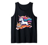 Unicorn Riding Lynx Boys Girls Men Women Kids Rainbow Tank Top