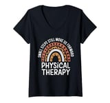 Womens Small Steps Physical Therapy Rainbow Motivational design V-Neck T-Shirt