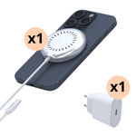 iPhone 16 Plus MagSafe-laddare och väggadapter, vit - Smartline