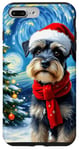 Coque pour iPhone 7 Plus/8 Plus Miniature Schnauzer Starry Night Christmas Van Gogh Dog