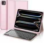 Clavier Ipad Pro 13 Pouces 2024 M4, Etui Clavier Pour Ipad Pro 13"" M4 2024, Azerty Français Clavier Rétroéclairé Magnétique Détachable Bluetooth Pour Ipad Pro 13 2024, Rose