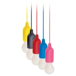 Set of 5 Battery Operated Hanging LED Pull Lights Colourful Rope Cord Lighting