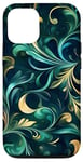 iPhone 15 Elegant Green Nature Plants Swirling Pattern Case