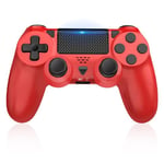 Gamrombo Manette pour manette de jeu PS4 sans fil rouge compatible avec PS4 Pro/Slim/PC avec double vibration/Turbo/prise audio 3,5 mm/réveil/boutons sans latence/pavé tactile