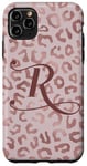 Coque pour iPhone 11 Pro Max Letter R Initial Leopard Rose Pink Cheetah Monogram