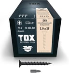 TOX Vis pour construction rapide DRY GG 3,9 x 45mm, avec chargeur pour montage rapide avec visseuse à chargeur, filetage grossier, plaque de plâtre sur sous-construction en bois, 1000pcs, 142353253945