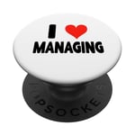 I Love Managing - Cœur mignon et drôle Superviseur Boss Director PopSockets PopGrip Adhésif