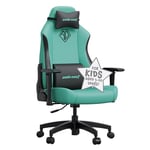 Anda Seat Phantom Kids Gaming Chair Ages 5-10 - Ergonomic Video Game Chairs, Small Reclining Computer Chair for Boys & Girls, Neck & Lumbar Pillows - Children's Green PVC Leather Junior Desk Chair