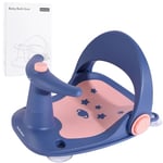 Bebamour Baby Bath Seat 6 Months Plus Folding Stand Baby Bath Tub with Strong Suction Spray-Designed Baby Bath Support Non Slip Bath Chair for Baby, Dark Blue