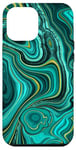 Coque pour iPhone 12 Pro Max Bleu turquoise, bleu sarcelle, motif Strata bleu marine