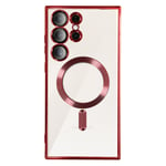 Case for Samsung S23 Ultra, Camera Protection, Transparent/Red