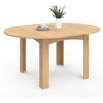 Table à manger extensible ronde dona 4-6 personnes façon hêtre 120-160 cm