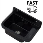 Sink Laundry Utility Garden Shed Outdoor Indoor Black Basin Single Bowl UK