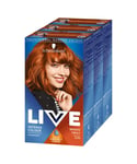 Schwarzkopf Womens 3pk of Live Mango Twist Permanent Hair Dye, Intense Colour 030 - Cream - One Size