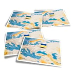 4x Rectangle Stickers - World Map Ukraine Flag Kiev Travel #46472