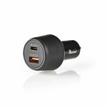 QC 3.0 Quick Charge In Car Charger Dual USB USB-C 3.0A Qualcomm Smartphones Blk