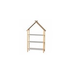 Étagère Bibliothèque Maison Bois et Blanc Chambre Enfant - Hauteur 131cm