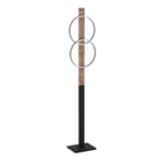 Eglo Lampadaire LED Boyal, luminaire intérieur à pied avec 2 cercles lumineux, lampe de salon rustique en bois flambé et métal noir, éclairage blanc chaud, 150 cm