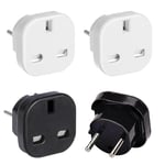 UK to European Plug Adapter,4 Pack EU Travel Adaptor Europe Converter Type C, E, F for Spain, France, Italy, Portugal, Germany, Netherlands, Greece, Poland, Turkey and More