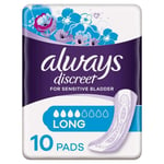 Always Discreet Incontinence Pads Plus Long, 10 Pads