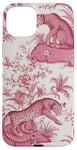 iPhone 15 Plus French Pink Toile Chinoiserie with Flowers & Leopards Case