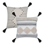 Paco Home Housse De Coussin Housse De Coussin Décoratif Lot De 2 Canapé Salon Feuilles Scandinave, Couleur:Noir 5, Sets:2pcs-Set