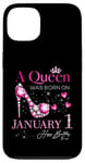 Coque pour iPhone 13 A Queen Was Born on Janvier 1, 1er Janvier Anniversaire